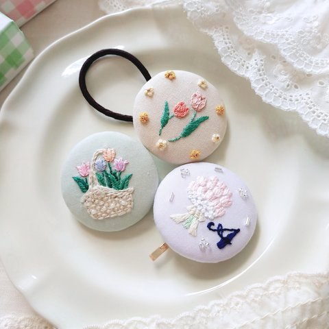 刺繍アクセサリー『チューリップ』