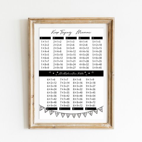 120枚突破!! モノトーン 学習ポスター 【掛け算表 九九】韓国っぽ 韓国デザイン