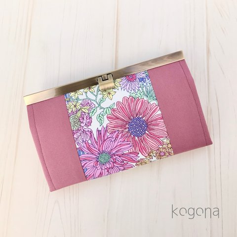 Flower garden(ピンク)×モーヴピンク・長財布