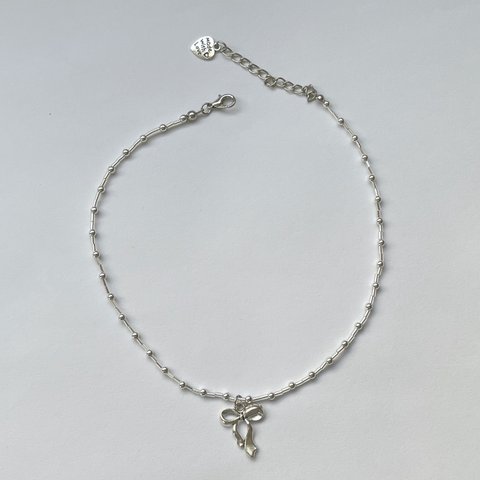 【再販】bow necklace 〈リボンネックレス〉〈ビーズネックレス〉