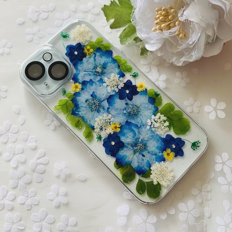 【ほぼ全機種対応スマホケース❁】押し花スマホケース NO.805 押し花＆レジン