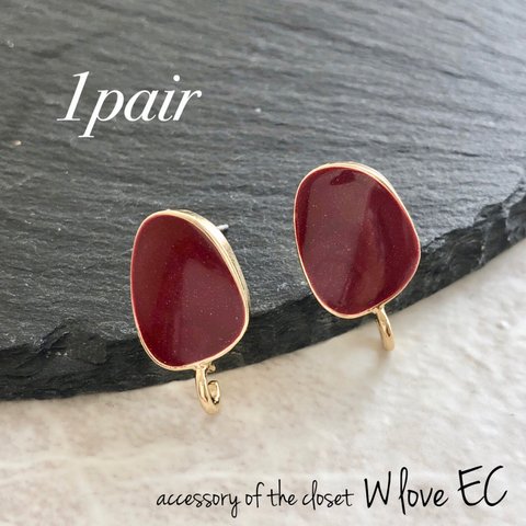 カン付き wine red ピアス《1ペア》