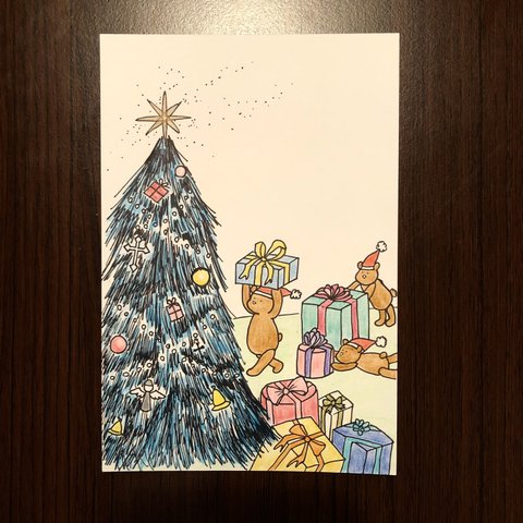 『クリスマスにむけて』 手書きイラスト  ポストカード