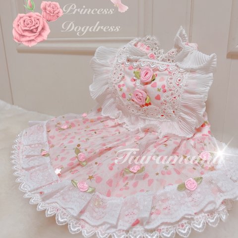 ✨Princess　Dogdress　薔薇の妖精　ふりふりワンピース犬服