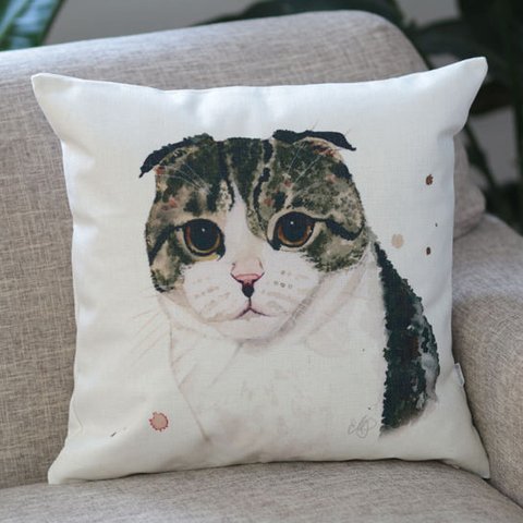 クッションカバー スコティッシュフォールド SCOTTISH FOLD 北欧風 jubileecushionpt026