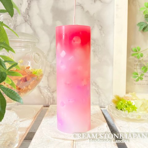 Φ5.1cm×H15cm ペタルキャンドル (ピンク) № 000769 /Gradation Candle