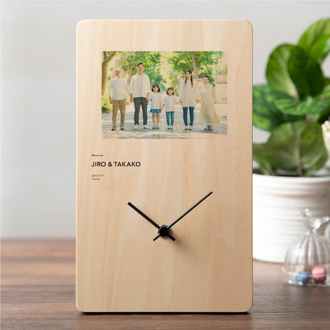 【敬老の日】好きな写真がプリントできる木製置き時計【ウッドプリントクロック】