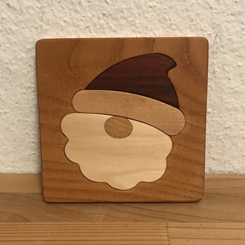 木製 クリスマスプレート (サンタ)