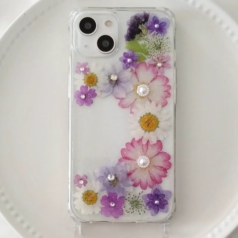 押し花ケース　スマホショルダー