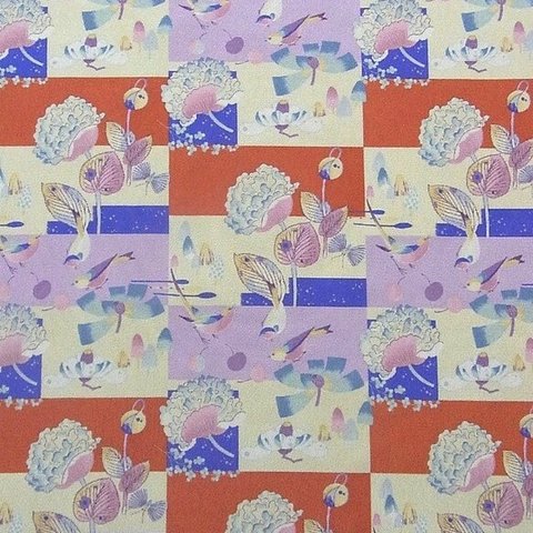 キモノッテ　オリジナル生地　アンティーク復刻和柄　70x50cm ポリエステル#400004