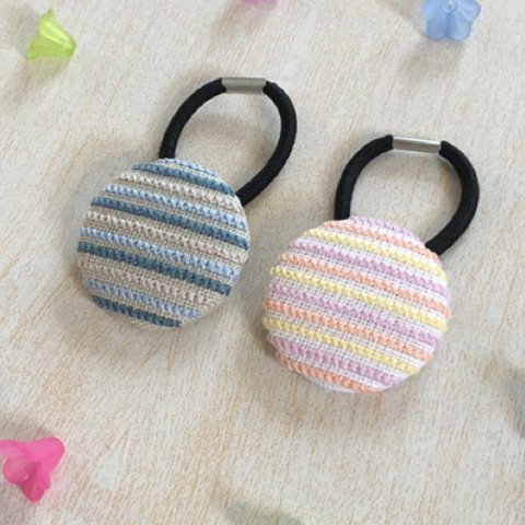 ボーダー刺繍ヘアゴム no.1