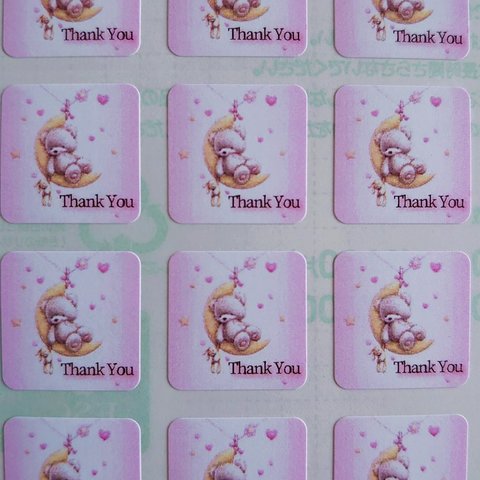 【送料無料】ミニサイズ⭐テディベアTHANK YOUシール♥️1シート70枚  ⭕文字なし可能 