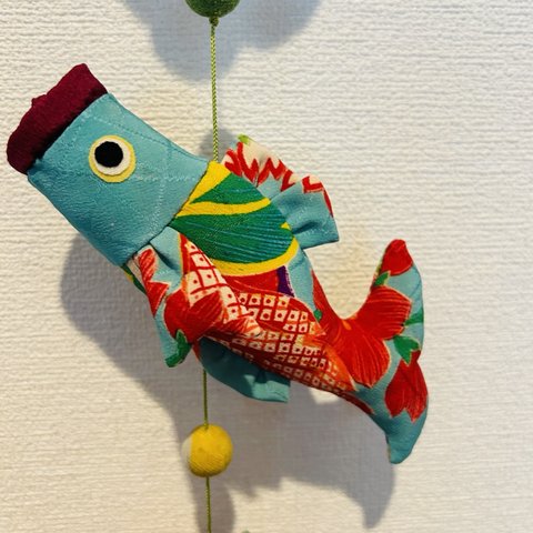 レトロモダンな鯉のぼり　No.29  古布　正絹　端午の節句　こいのぼり　吊るし飾り