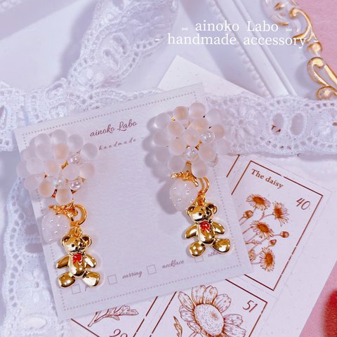 ❤︎ チェコビーズ くまさん girly earring ❤︎