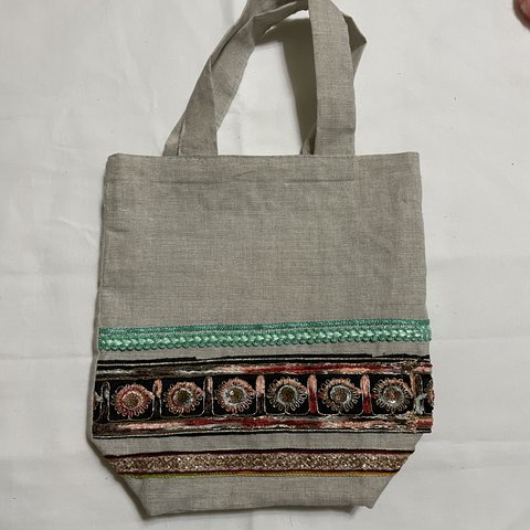 インド刺繍リボン　インド刺繍　トートバッグ