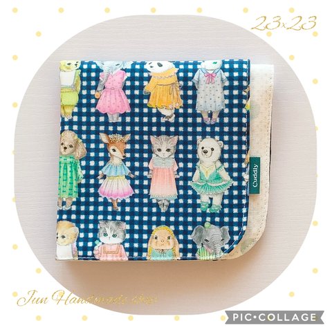 肌触り滑らかなハンカチ＊ユキエモン22Fabric♡マイコーデ♡ネイビー＊上品キレイ＊生地糸国産　ガーゼハンカチ