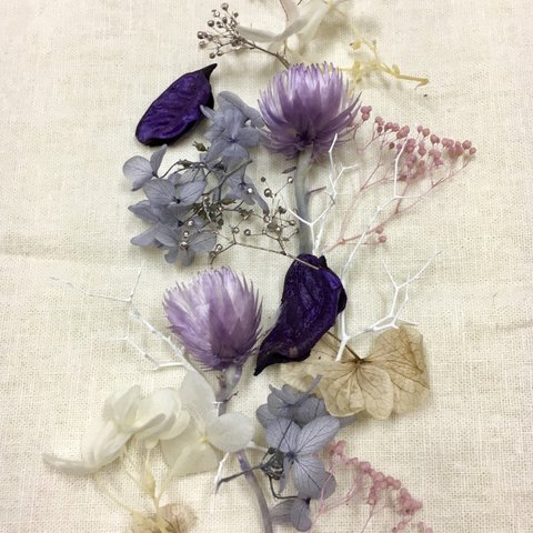 花材セット パープルのシルバーデイジー