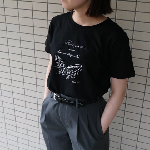 バゲット柄【Tシャツ】黒