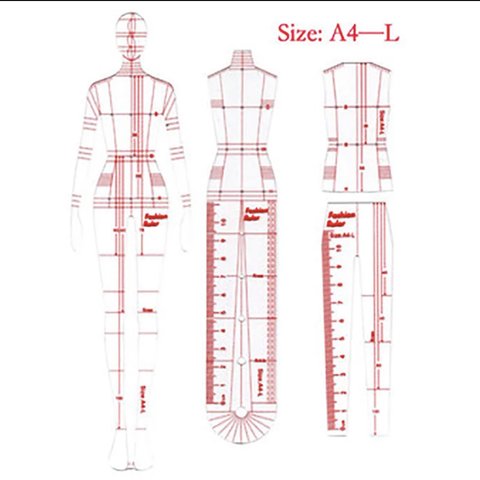 ファッションドローイング ファッションデザイン用モデルルーラー 4 種セット