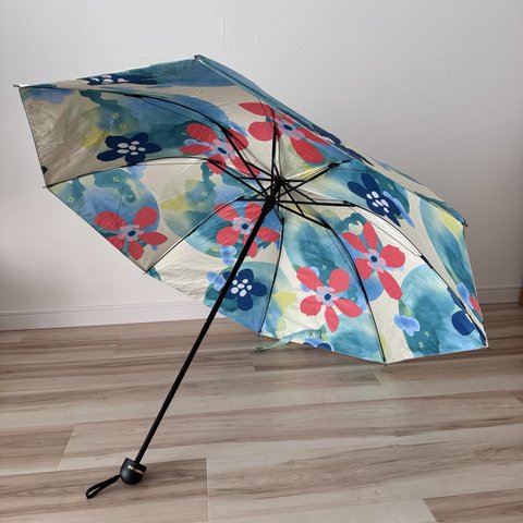 日傘 雨傘 折りたたみ傘 ３つ折り傘 骨8本 リボン付き 晴雨兼用 完全遮光 UVカット UPF50 マルチカラー1