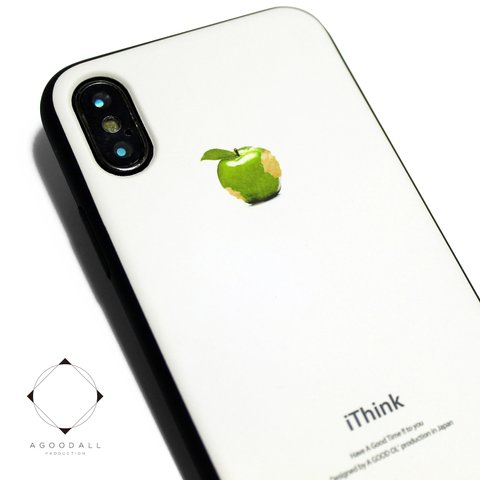 iphoneXケース / iphoneXsケース 軽量レザーケースiphoneXカバー（ホワイト×ブラック）apple　アップル 青リンゴ アイフォンXs　アイフォンケース iphoneケース　耐衝撃