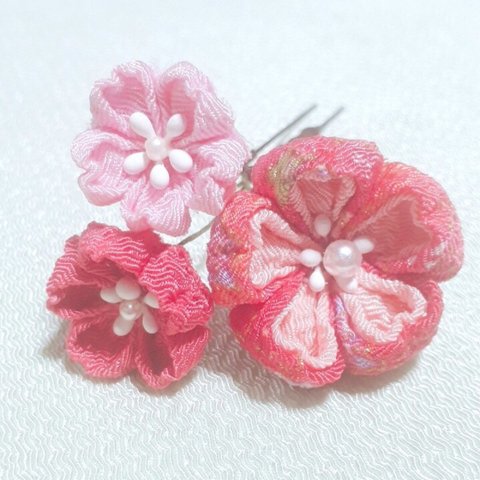 【sold out】桜のかんざし　四　　　　　（簪・七五三・成人式・卒業式・結婚式・振袖・浴衣・着物・つまみ細工・ヘアアクセサリー）