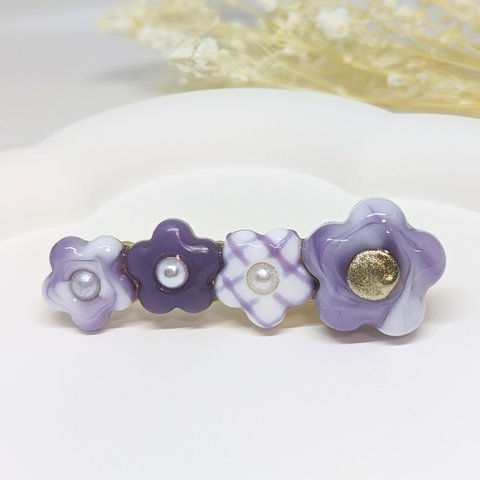 カラーヘアクリップ💜【紫】ver.1(お花)