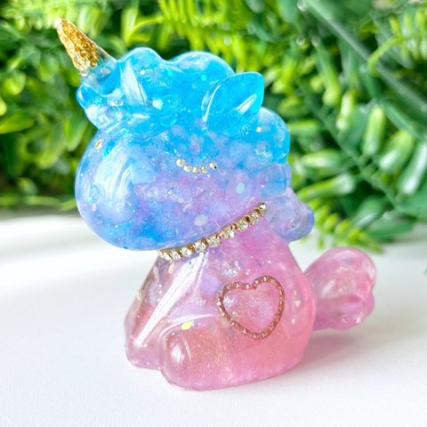 天然石 ミルキークォーツ クラック水晶 ユニコーン ディスプレイ オルゴナイト