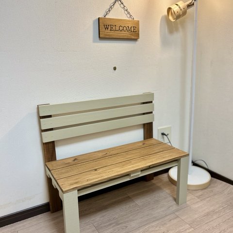 子供用ベンチ　ヘンプベージュ　木製ベンチ　子供用椅子