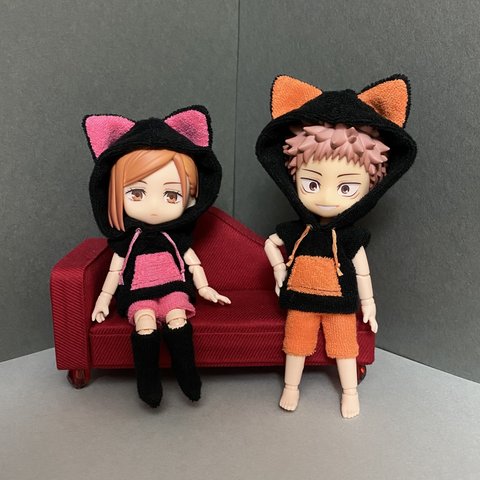 猫耳パイルパジャマ【BLACK】/オビツろいど/ねんどろいどどーる