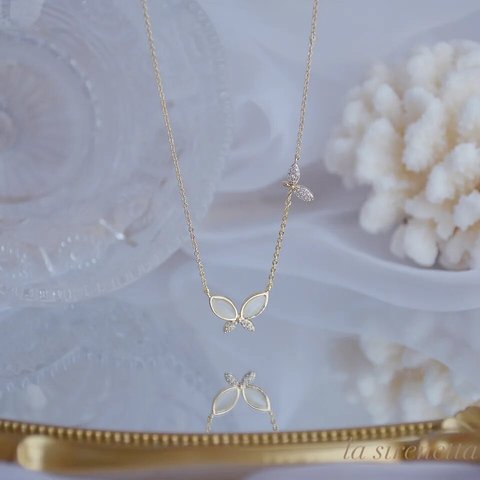pre order ＊ elegant butterfly necklace*14kgf