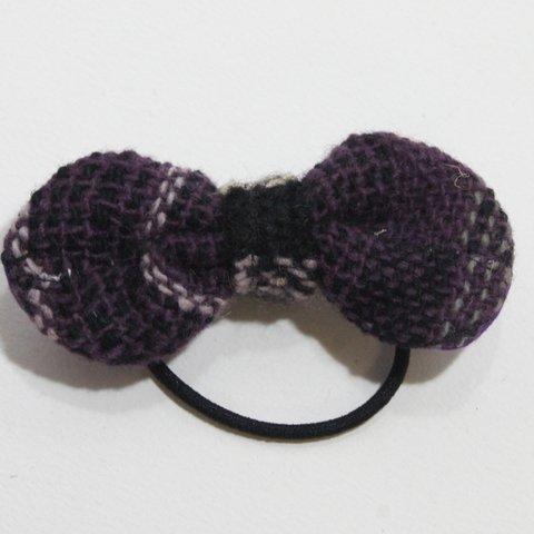 ★さおり織りリボンヘアゴム★　さをり織り　手織り　パープル　紫
