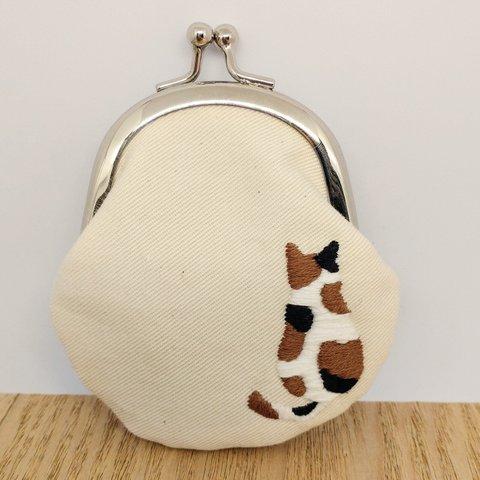 手刺繍🐾三毛猫のがま口(Sサイズ)