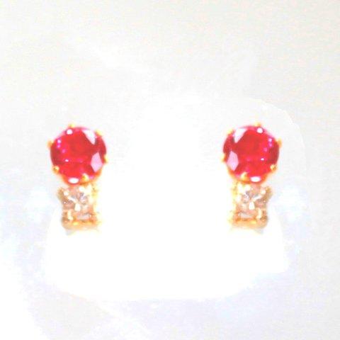 Christmas☆彡 k10 Diamond & Ruby Earrings or Pierce