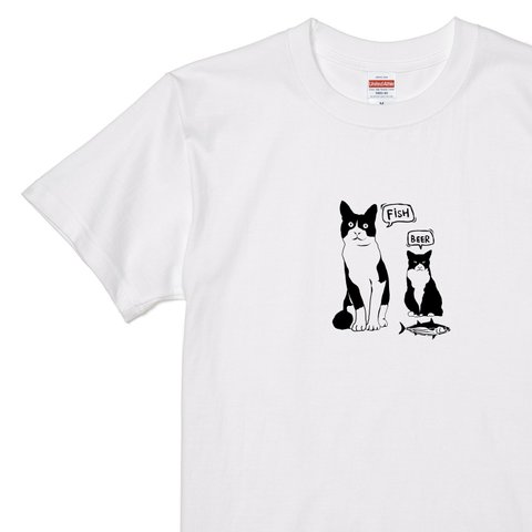 【ハチワレブラザーズ】 猫柄 Tシャツ シルクスクリーン ユニセックス 綿100 S〜Lサイズ