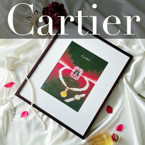 ＜1985 広告＞ Cartier カルティエ   ポスター ヴィンテージ ビンテージ アートポスター 額付 フレーム付き インテリア モダン おしゃれ かわいい 壁掛け ポップ レトロ 黒 赤