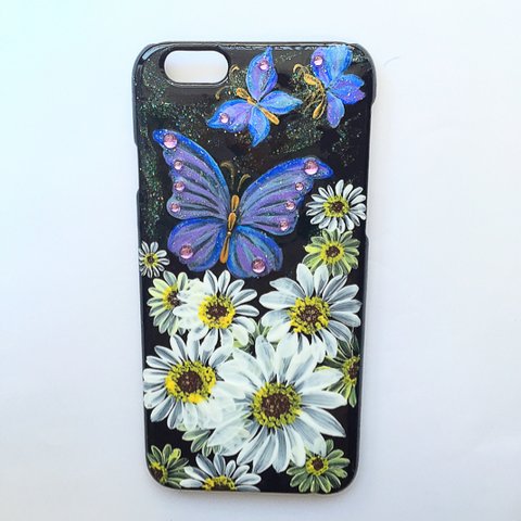 値下げしました❗️ 白いガーベラと蝶のiPhone6ケース