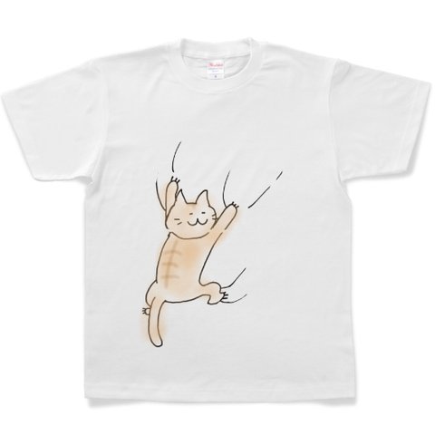 【再々販】ネコがしがみつくTシャツ