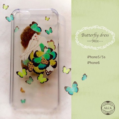 【iPhone X/8/7/6/6s】Butterfly dress ---mix---