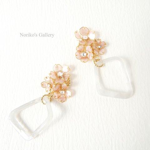 【’21】桜とマーブルモチーフのイヤーアクセサリー