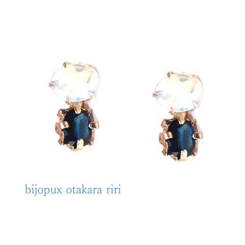 -byakuya- Opal & Sapphire Earrings