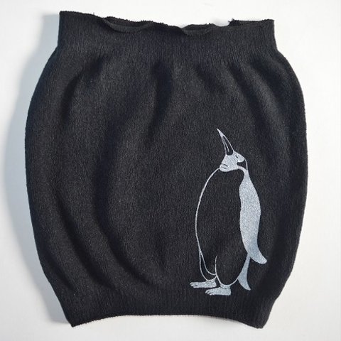 メンズ　ペンギン　はらまき、オリジナルデザイン　黒