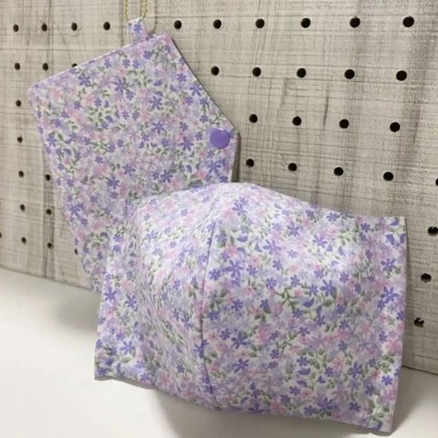 インナーマスクM・マスクケースセット　花柄②紫