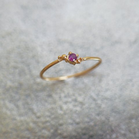 ガーネットの雫リング (silver×Rhodolite garnet) *〜ストーンカスタマイズ〜*