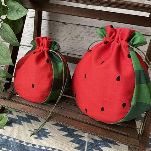 ※1つの価格です※ すいか 小サイズ🍉まるころ巾着 ポーチ 小物入れ