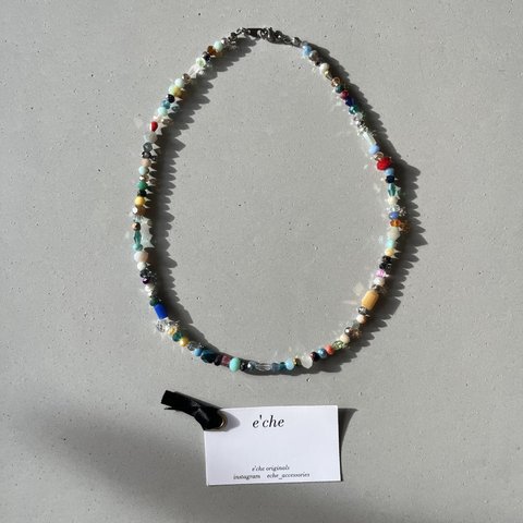 e’che originals colorful glass beads necklace basic 