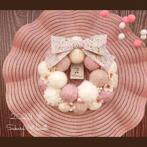 𖤣𖥧 ｻｲｽﾞ 約21cm 桜リース  桃の節句 ひな祭り  ＊540