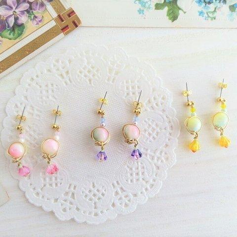 春待ちパステルシェルとお花のピアス