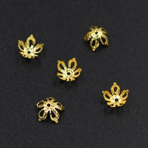 GM-026 300個 花座No.6 ビーズキャップ 7×7mm アクセサリーパーツ ゴールド 3×【100ヶ】