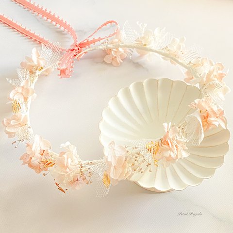 【再販】普段着にもドレスにも似合う！ふんわり可愛いアジサイのプリザーブドフラワーの花冠